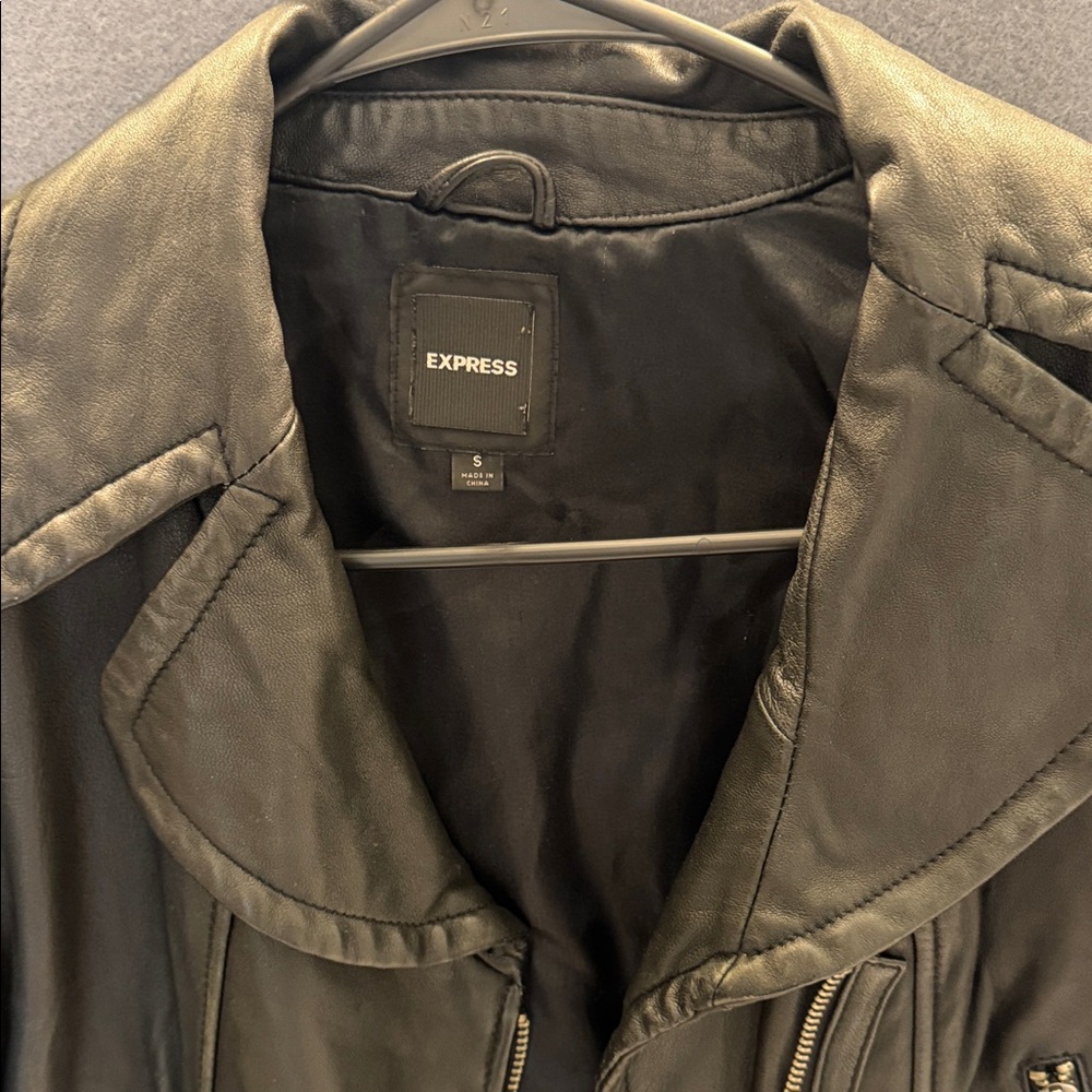 Express Black Leather Moto Jacket - Picture 2 of 3